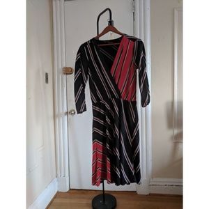 White House Black Market Dress Striped Black + Red